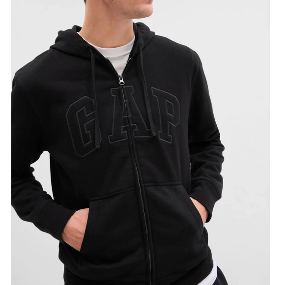 Gap Men's Heritage Logo Full Zip Hoodie Sweater Black Size XL - Picture 1 of 7